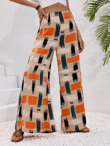 Random Printed Wide Leg Vacation Pants
