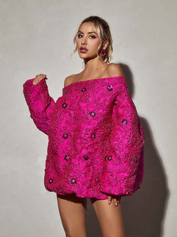 Ravina Long Sleeve Jacquard Mini Dress