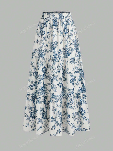 Retro Full Print A-Line Skirt, Casual & Holiday