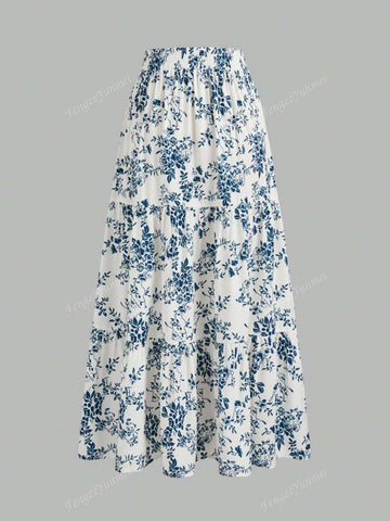 Retro Full Print A-Line Skirt, Casual & Holiday