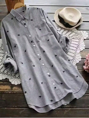 Roll Tab Sleeve High Low Blouse