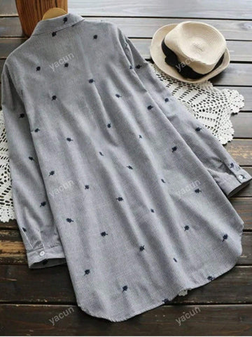 Roll Tab Sleeve High Low Blouse