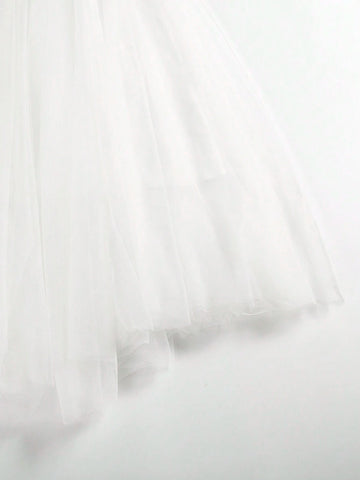 Romantic Wedding Dress With Lace, Square Neckline, Fitted Waist, Long Hem And Sheer Overskirt