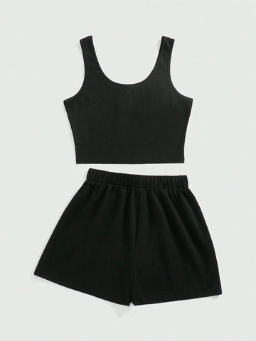 Rosie ROMWE Avant Women's Summer Casual Printed Sleeveless Top And Shorts Set