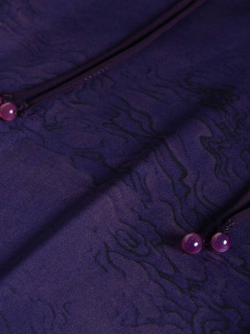 Round Neck Chinese Style Thin Button Up Mid Length Dress