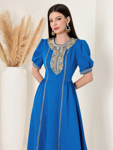 Round Neck Floral Lace Embroidery Dress