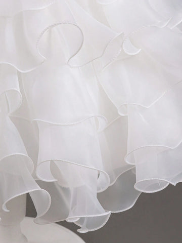 Round Neck Sleeveless Zipper Back Bow Decor Flower Girls Pageant Princess Dress For Children