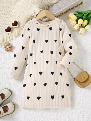 Round Neck Thick Striped Long Sleeve Sweater Dress, Fashion Single Item For Girls