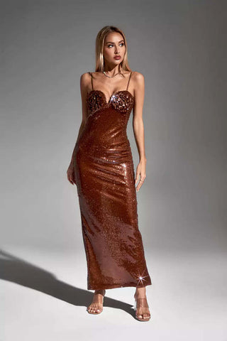 Rowan Champagne Gold Sequin Dress