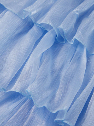 Ruched Bust Layer Hem Chiffon Tube Bridesmaid Dress