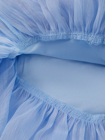 Ruched Bust Layer Hem Chiffon Tube Bridesmaid Dress