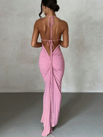 Ruched Bust Open Back Cami Dress