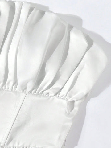 Ruched Bust Tube Wedding Dress Without Veil