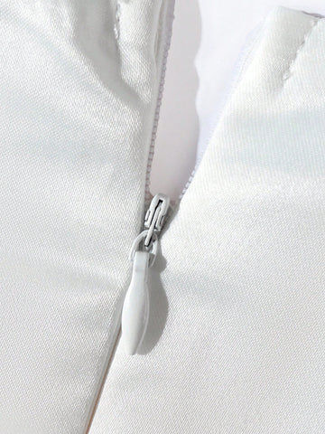 Ruched Bust Tube Wedding Dress Without Veil