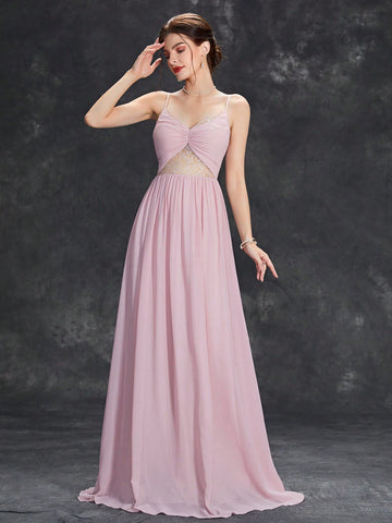 Ruched Bustier Chiffon Bridesmaid Dress