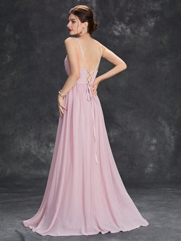 Ruched Bustier Chiffon Bridesmaid Dress