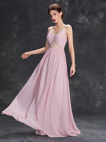 Ruched Bustier Chiffon Bridesmaid Dress
