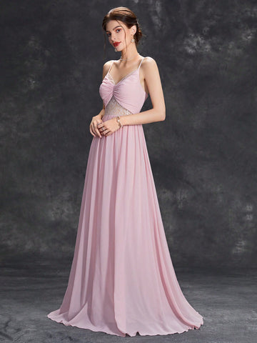 Ruched Bustier Chiffon Bridesmaid Dress