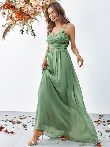 Ruched Cami Chiffon Maxi Dress