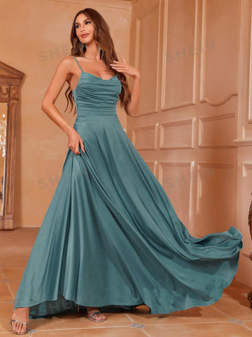Ruched Front Maxi Cami Bridesmaid Dress