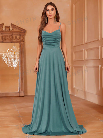 Ruched Front Maxi Cami Bridesmaid Dress
