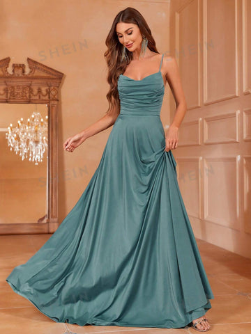 Ruched Front Maxi Cami Bridesmaid Dress