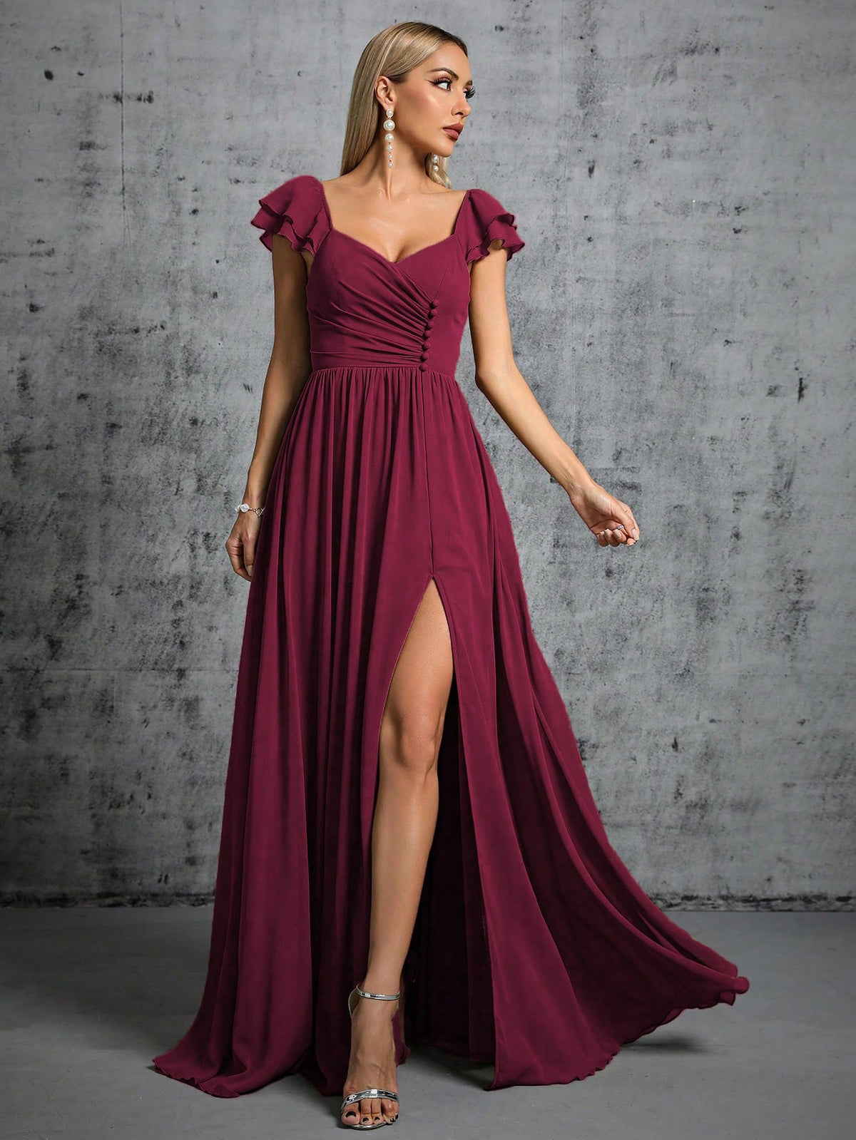 Ruched Split Thigh Bridesmaid Dress