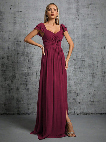 Ruched Split Thigh Bridesmaid Dress