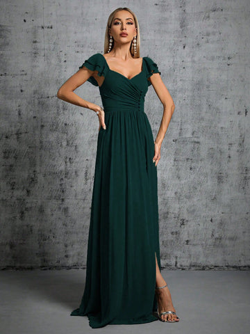 Ruched Split Thigh Bridesmaid Dress