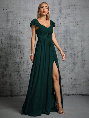 Ruched Split Thigh Bridesmaid Dress