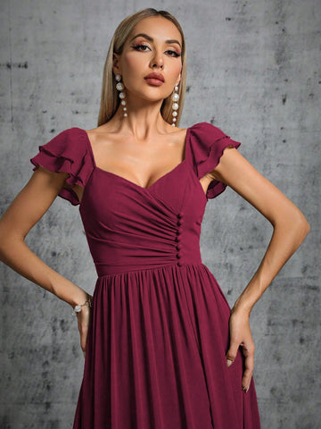 Ruched Split Thigh Bridesmaid Dress