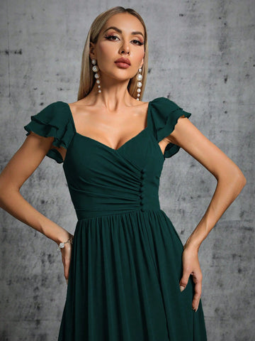 Ruched Split Thigh Bridesmaid Dress