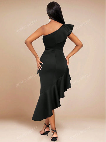 Ruffle Trim Fitted Bodycon Dress