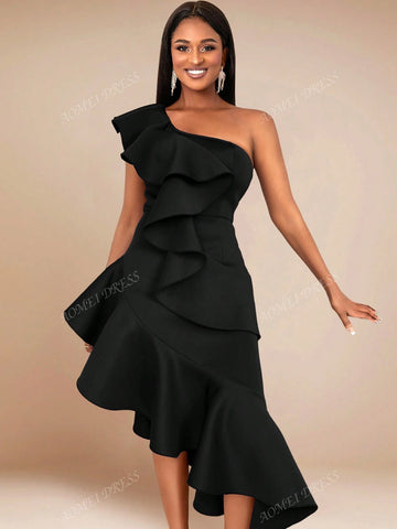 Ruffle Trim Fitted Bodycon Dress