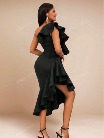 Ruffle Trim Fitted Bodycon Dress