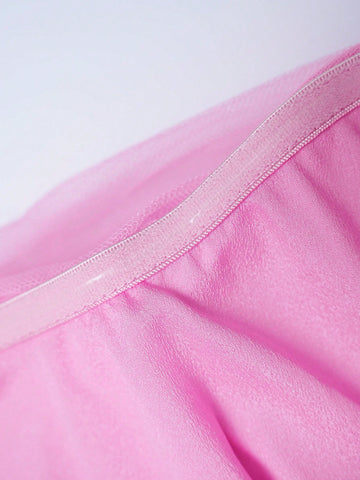 Ruffle Trim Mesh Tube Wedding Dress