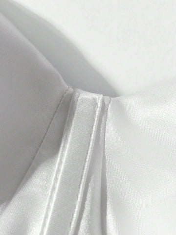 Ruffle Trim Mesh Wedding Dress