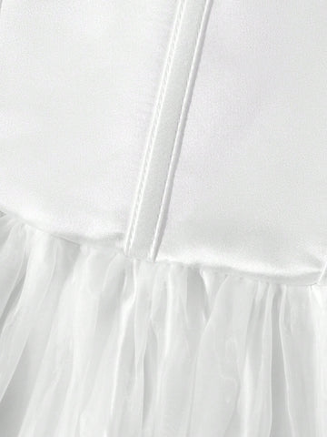 Ruffle Trim Mesh Wedding Dress