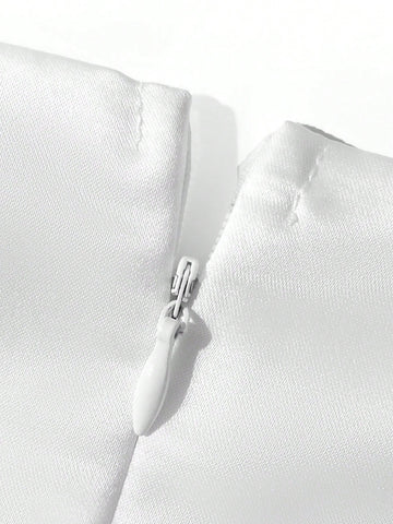 Ruffle Trim Mesh Wedding Dress