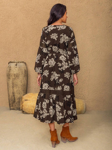 Rusttydustty Bohemian Print Casual Maxi Dress For Women