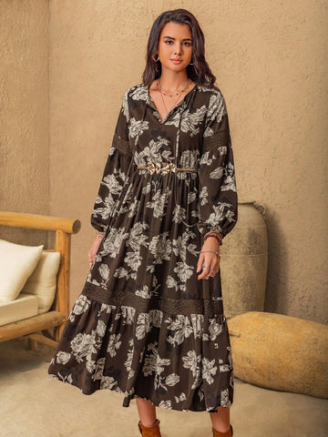 Rusttydustty Bohemian Print Casual Maxi Dress For Women