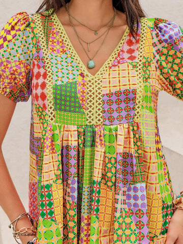 Rusttydustty Women's Colorful Random Printed Short Sleeve Simple Daily Shirt