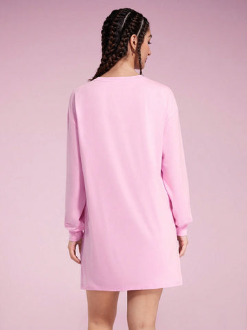 Women Casual Cartoon Figure Graphic Long Sleeve Dress For Autumn