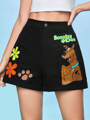 Women's Cartoon Printed Wide-Leg Shorts