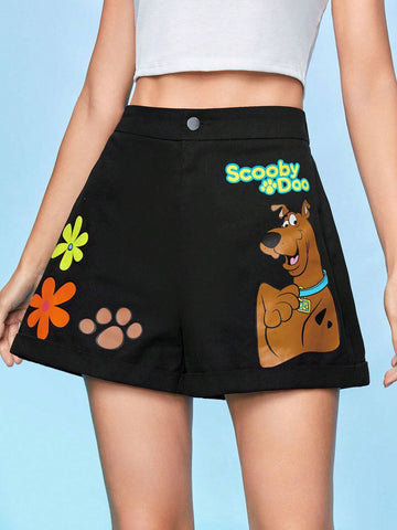 Women's Cartoon Printed Wide-Leg Shorts