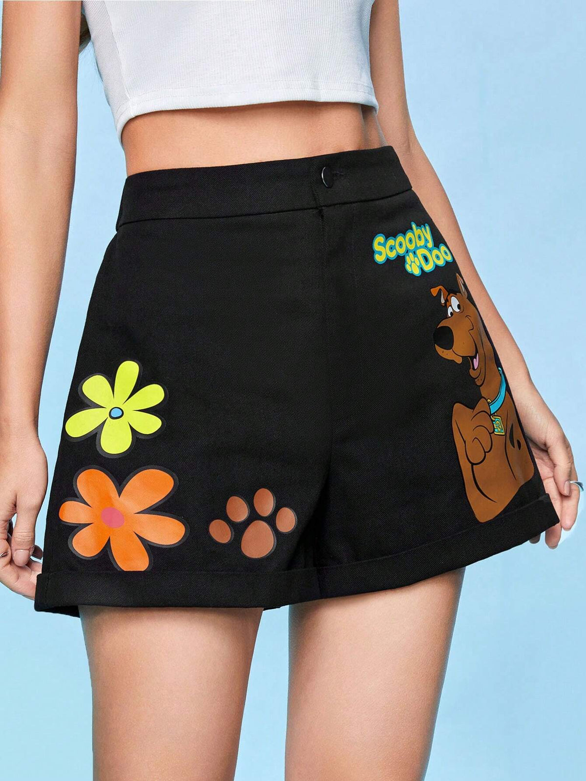 Women's Cartoon Printed Wide-Leg Shorts