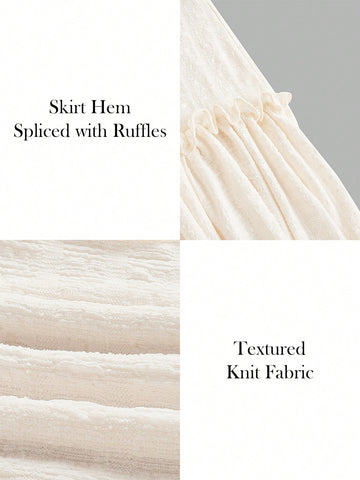 Bow Coquette Kawaii Princesscore Summer Light Yellow Lace Ruffle Halter Neck Crop Knitted Dress