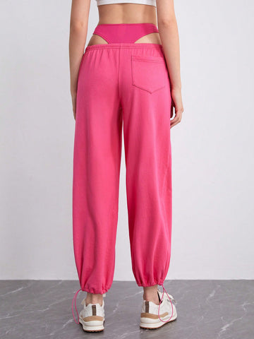 Cut Out Waist Drawstring Detail Sweatpants