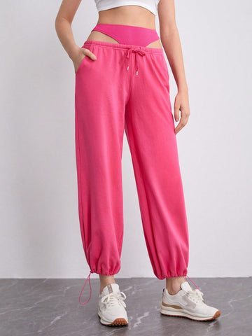 Cut Out Waist Drawstring Detail Sweatpants