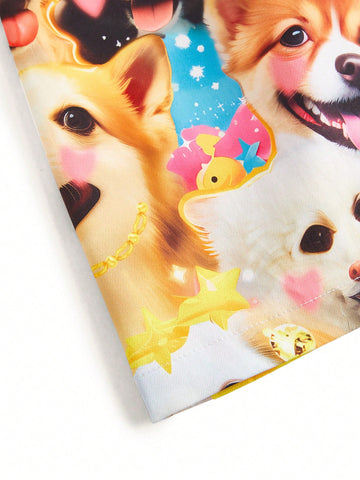 Kidcore Dopamine Cartoon Graphic Dog Print Mini Skirt